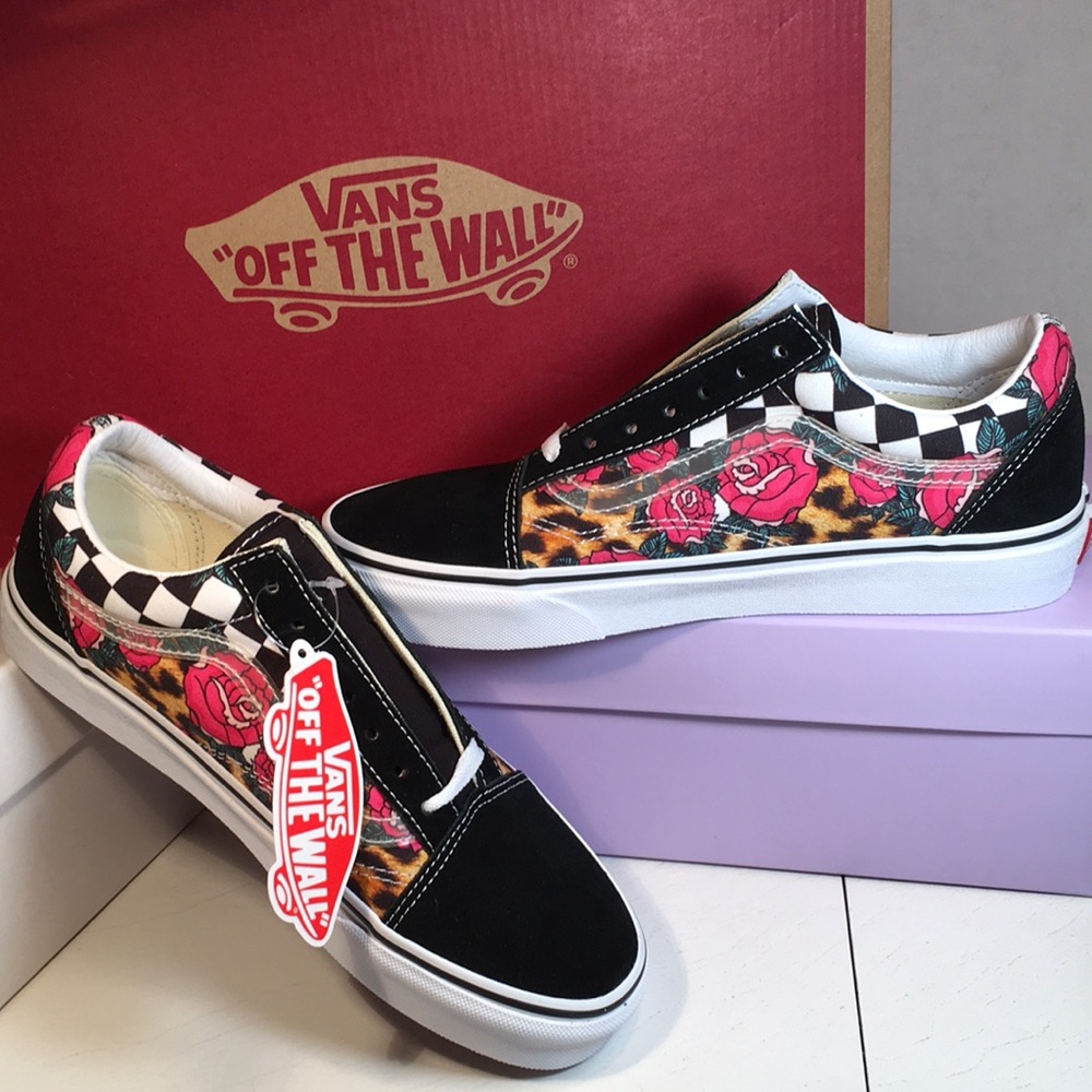 NWT Vans Old Skool Low Top in Rose/Animal/Checkers Women’s 7 - Picture 9 of 9